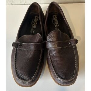 CAMPER FlEXIBILITY alicante Mens US Brown Stitch Strap Slip On leather Shoes